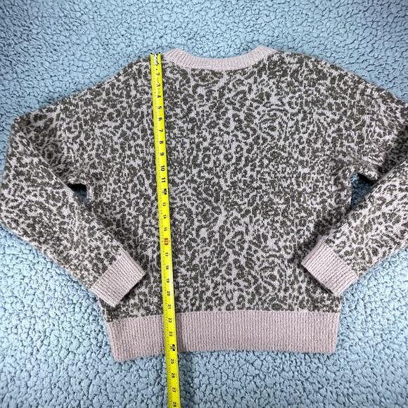 Madewell Sweater Womens Large Pink Cheetah Print Merino Wool Pullover Barbiecore - Picture 9 of 10